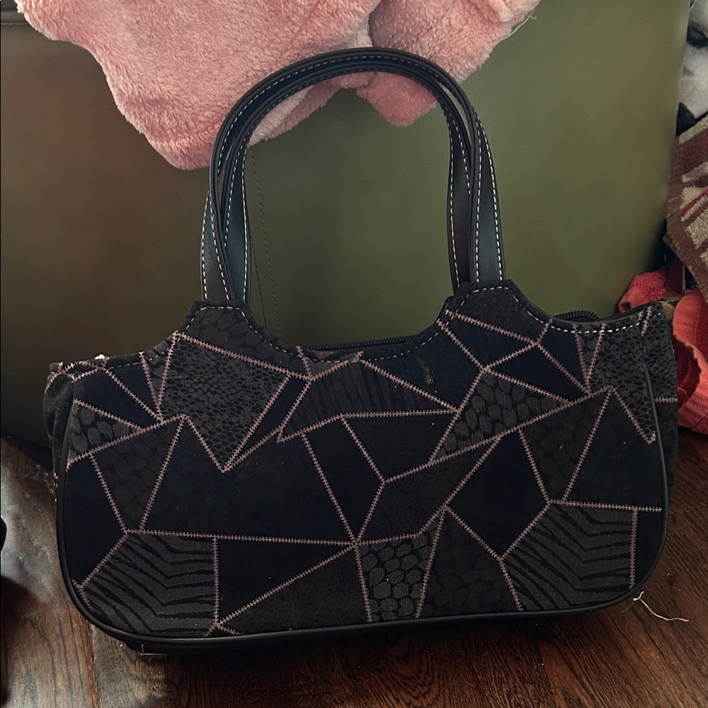 Geometric Black & Gray Handbag